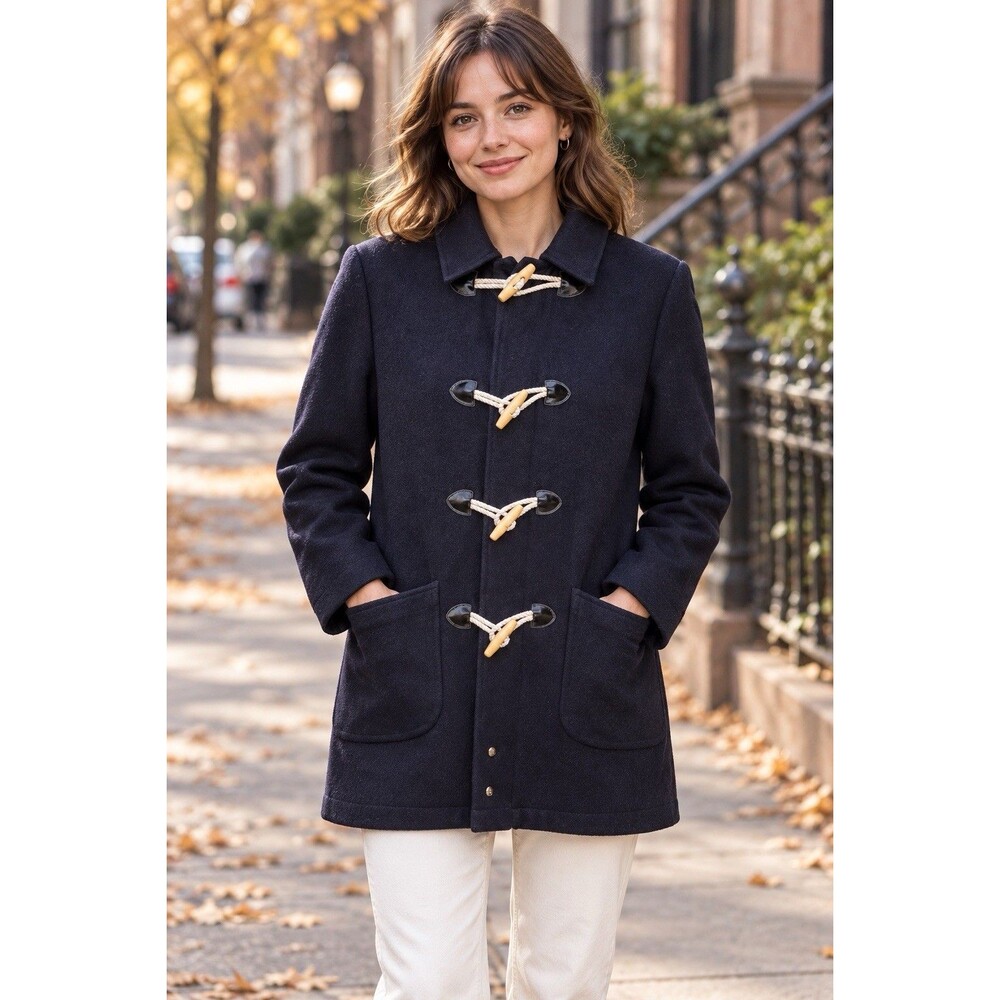 Vintage McGregor Navy Wool Duffle Coat Women’s 14 Toggle Made in USA E